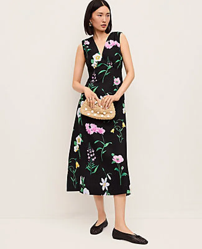 Ann Taylor Petite Floral Linen Blend Midi Dress made by Ann Taylor
