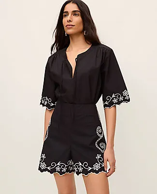 Ann Taylor The Petite Side Zip Scalloped Short sold by Ann Taylor product image thumbnail 2
