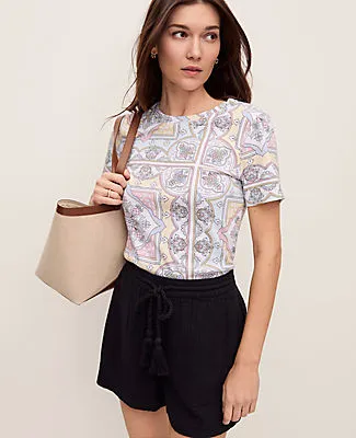 Ann Taylor Tile Print Crew Neck Tee sold by Ann Taylor