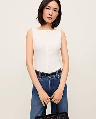Ann Taylor Petite Ribbed Sleeveless Button Top sold by Ann Taylor