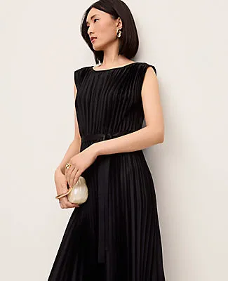 Ann Taylor Petite Pleated Satin Midi Dress sold by Ann Taylor product image thumbnail 3