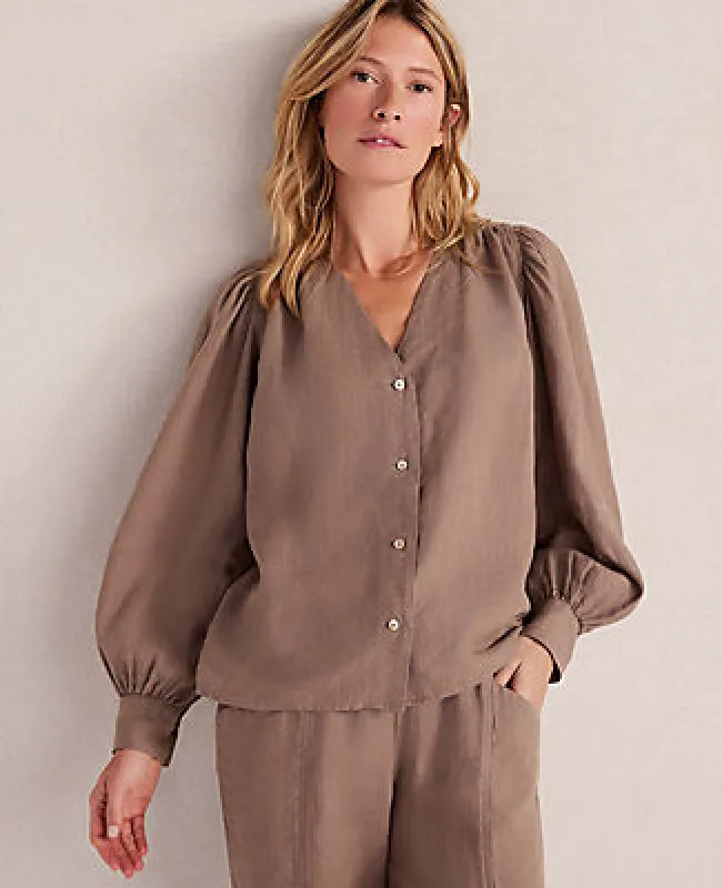 Ann Taylor Haven Well Within Linen V-Neck Blouse made by Ann Taylor