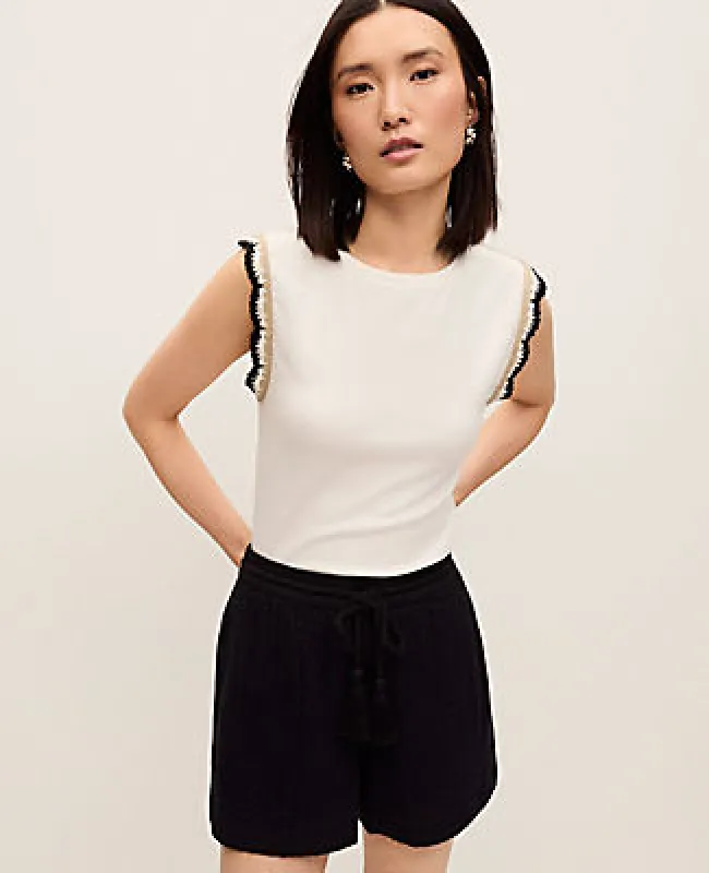 Ann Taylor Crochet Trim Crew Neck Top made by Ann Taylor