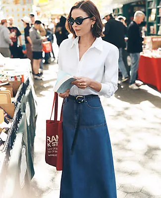 Ann Taylor Petite Weekend Denim Midi Skirt sold by Ann Taylor product image thumbnail 5