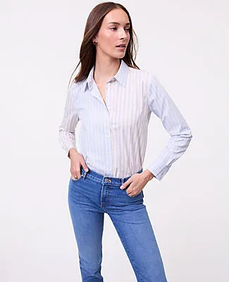 Ann Taylor Weekend Striped Relaxed Perfect Shirt sold by Ann Taylor
