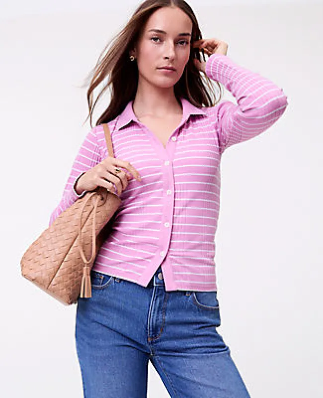 Ann Taylor Weekend Striped Polo Shirt made by Ann Taylor