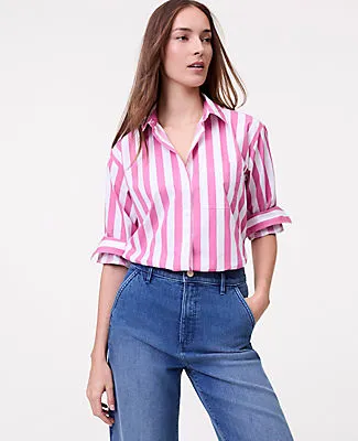 Ann Taylor Weekend Striped Oversized Shirt sold by Ann Taylor