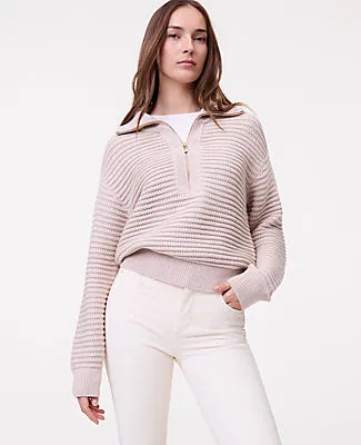 Ann Taylor Weekend Textured Stitch Half-Zip Sweater sold by Ann Taylor