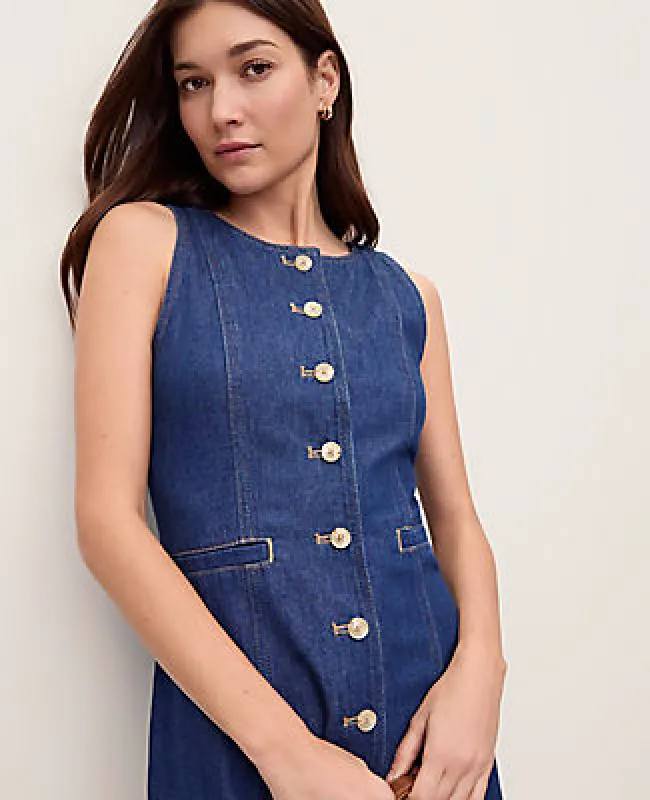 Ann Taylor Petite Denim Flare Midi Dress made by Ann Taylor