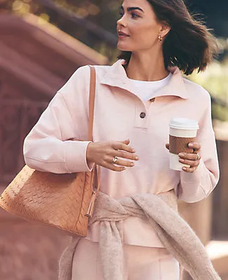 Ann Taylor Petite Weekend Mockneck Sweatshirt in CloudPlush sold by Ann Taylor product image thumbnail 3