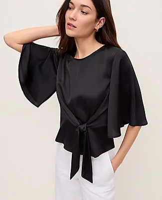 Ann Taylor Satin Tie Waist Blouse sold by Ann Taylor