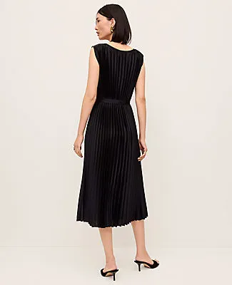 Ann Taylor Pleated Satin Midi Dress sold by Ann Taylor product image thumbnail 2