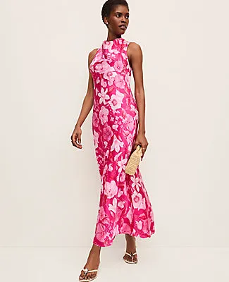 Ann Taylor Petite Floral Satin Halter Dress sold by Ann Taylor product image thumbnail 3