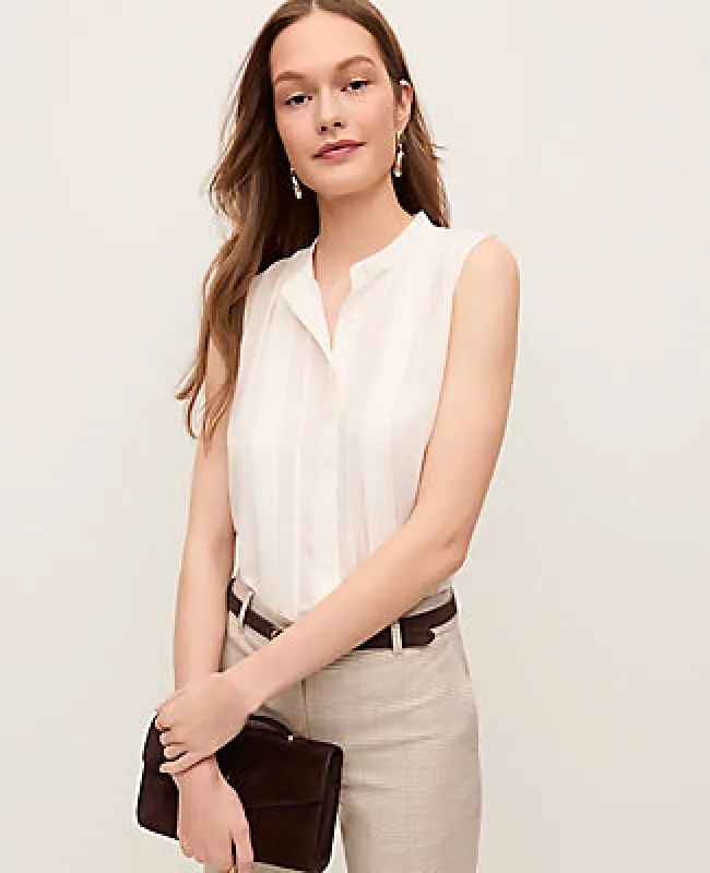Ann Taylor Petite Pintucked Sleeveless Shirt made by Ann Taylor
