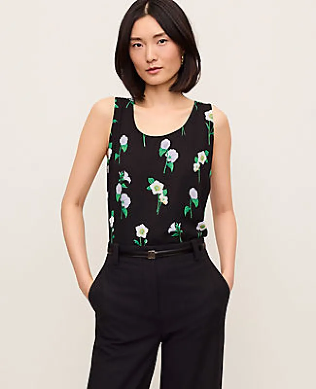 Ann Taylor Petite Floral Mixed Media Tank Top sold by Ann Taylor
