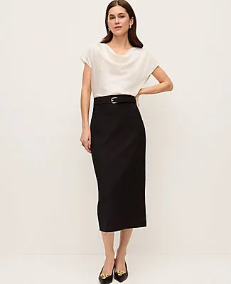Ann Taylor Petite Belted Midi Pencil Skirt sold by Ann Taylor product image thumbnail 4