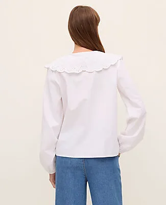 Ann Taylor Weekend Eyelet Collared Blouse sold by Ann Taylor product image thumbnail 2