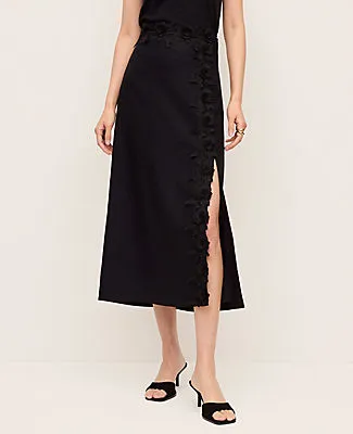 Ann Taylor Petite Lace Trim Linen Blend Midi Skirt sold by Ann Taylor product image thumbnail 2