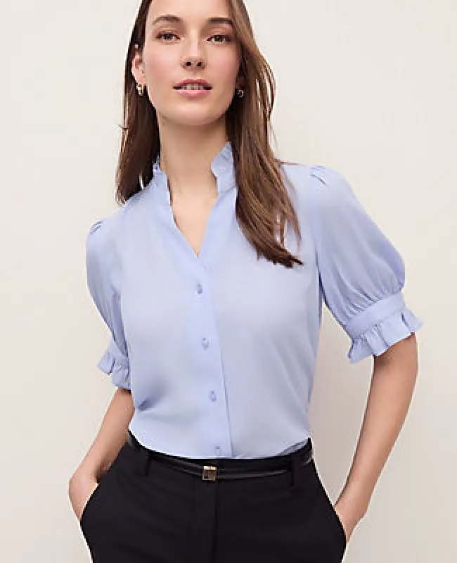 Ann Taylor Petite Ruffle Collar Shirt made by Ann Taylor