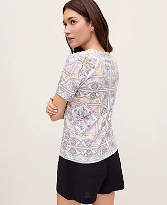 Ann Taylor Tile Print Crew Neck Tee sold by Ann Taylor product image thumbnail 2