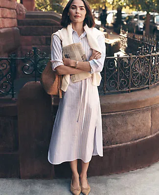 Ann Taylor Petite Weekend Striped Midi Shirtdress sold by Ann Taylor product image thumbnail 3