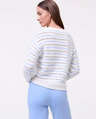 Ann Taylor Weekend Striped Pointelle Sweater sold by Ann Taylor product image thumbnail 2