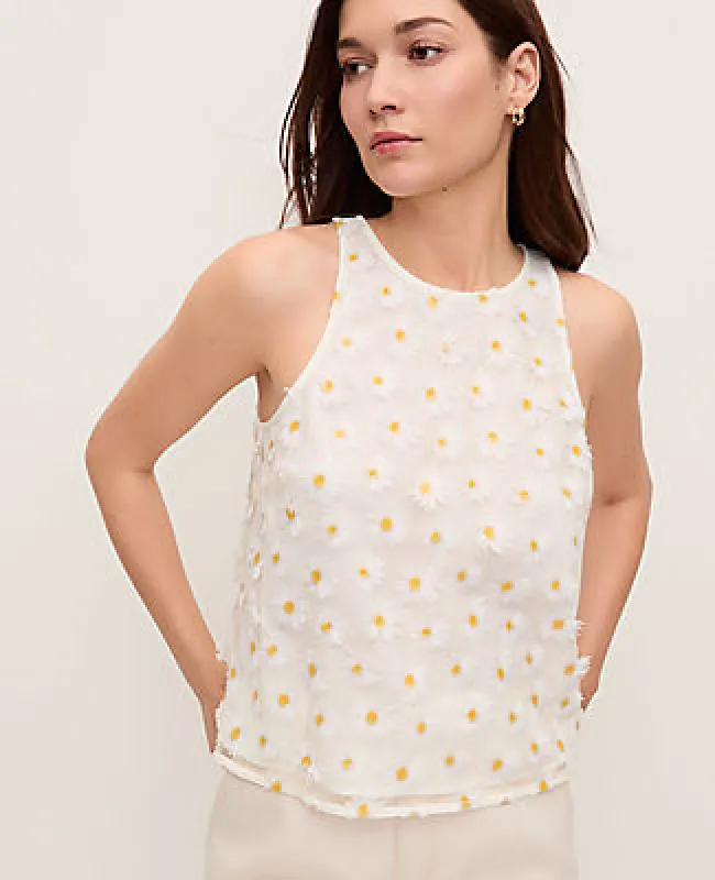 Ann Taylor Daisy Appliqué Halter Top made by Ann Taylor