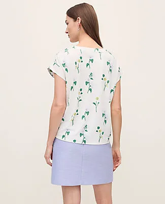Ann Taylor Petite Floral Mixed Media Pleat Front Top sold by Ann Taylor product image thumbnail 2