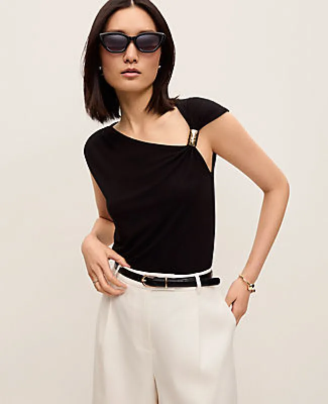 Ann Taylor Petite Asymmetric Draped Top sold by Ann Taylor