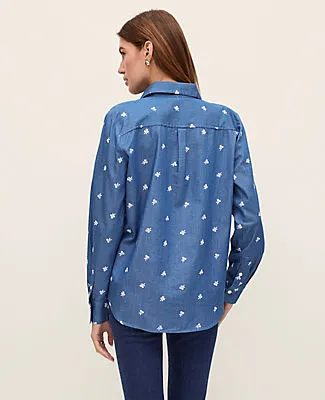 Ann Taylor Weekend Embroidered Relaxed Perfect Shirt sold by Ann Taylor product image thumbnail 2