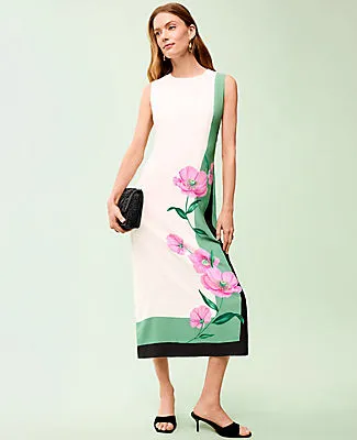 Ann Taylor Petite Floral Crew Neck Midi Dress sold by Ann Taylor product image thumbnail 4