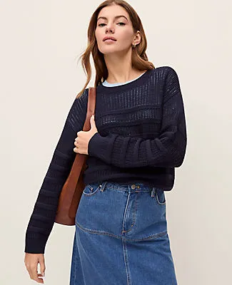 Ann Taylor Weekend Textured Pointelle Sweater sold by Ann Taylor