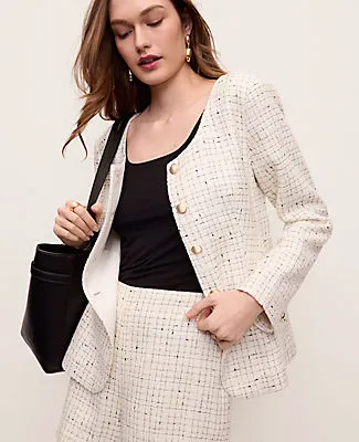 Ann Taylor The Petite Scoop Neck Jacket in Tweed sold by Ann Taylor product image thumbnail 4