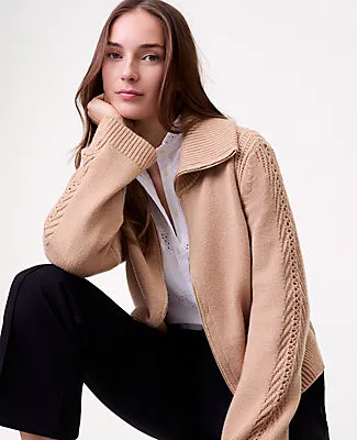 Ann Taylor Weekend Contrast Stitch Sweater Jacket sold by Ann Taylor product image thumbnail 3