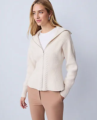 Ann Taylor Weekend Cable Sweater Jacket sold by Ann Taylor product image thumbnail 3