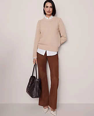 Ann Taylor The Side Zip Flare Pant in Faux Suede sold by Ann Taylor product image thumbnail 2