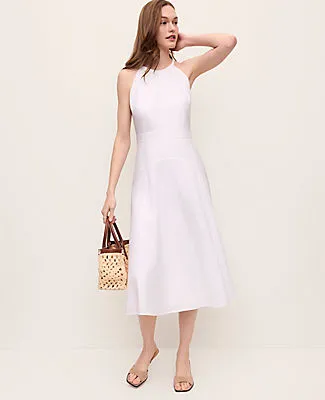 Ann Taylor Petite Linen Blend Halter Flare Midi Dress sold by Ann Taylor