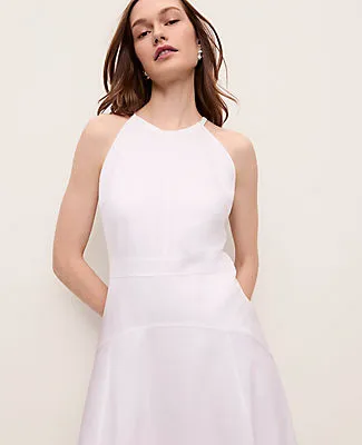 Ann Taylor Petite Linen Blend Halter Flare Midi Dress sold by Ann Taylor product image thumbnail 3