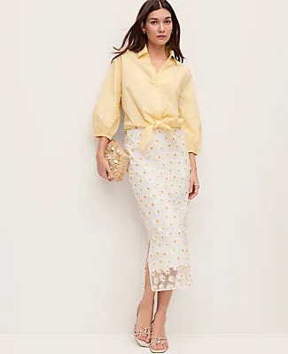 Ann Taylor Daisy Appliqué Column Midi Skirt sold by Ann Taylor