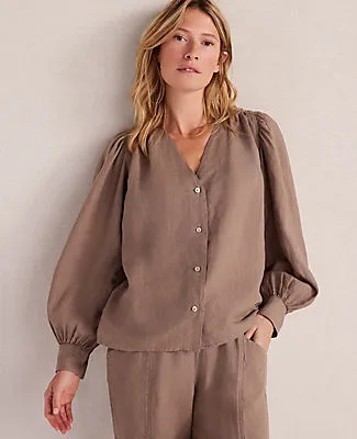 Ann Taylor Haven Well Within Linen V-Neck Blouse sold by Ann Taylor