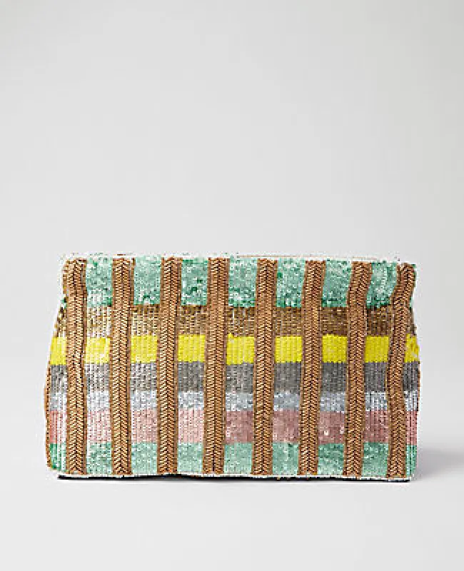 Ann Taylor Striped Sequin Clutch made by Ann Taylor