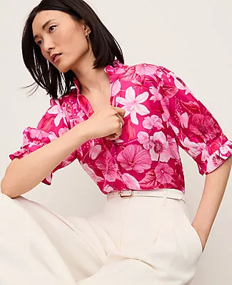 Ann Taylor Petite Floral Ruffle Collar Blouse sold by Ann Taylor product image thumbnail 3