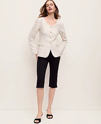 Ann Taylor The Petite Scoop Neck Jacket in Tweed sold by Ann Taylor product image thumbnail 3