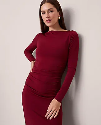 Ann Taylor Petite Ruched Knit Midi Dress sold by Ann Taylor product image thumbnail 4