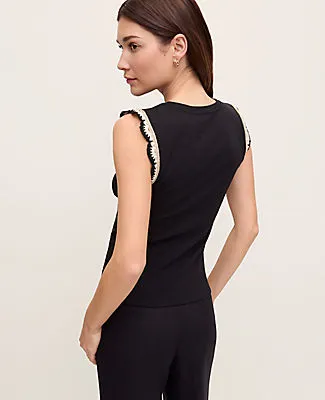 Ann Taylor Petite Crochet Trim Crew Neck Top sold by Ann Taylor product image thumbnail 2