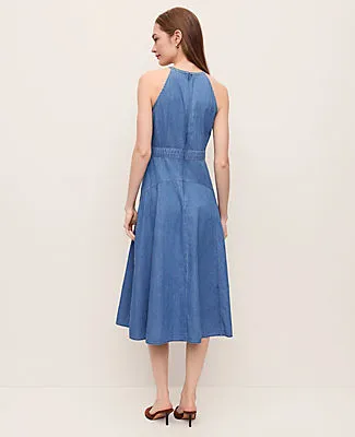 Ann Taylor Chambray Halter Flare Midi Dress sold by Ann Taylor product image thumbnail 2