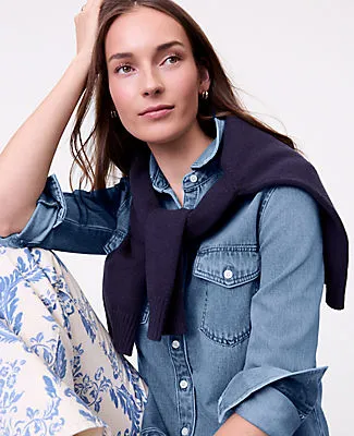 Ann Taylor Weekend Denim Pocket Shirt sold by Ann Taylor product image thumbnail 4