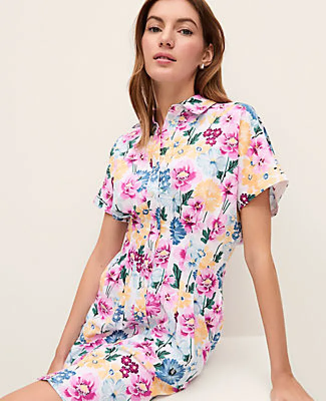 Ann Taylor Petite Weekend Floral Linen Blend Shirtdress made by Ann Taylor