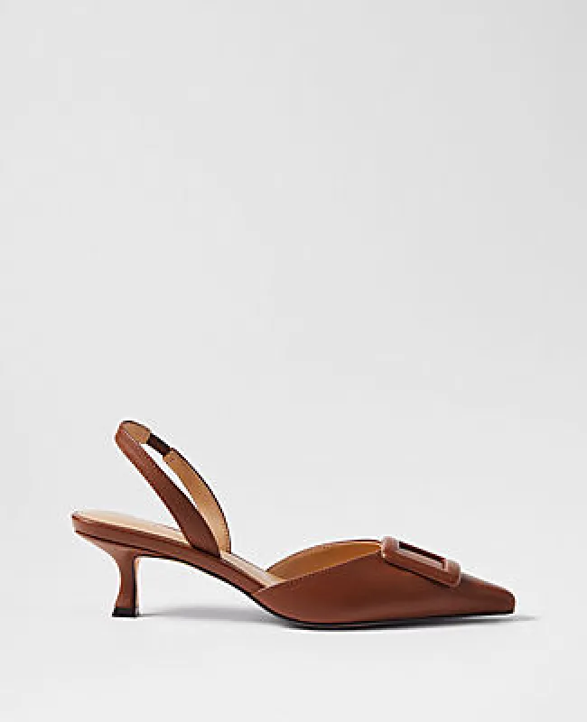 Ann Taylor Pointy Toe Buckle Leather Slingback Pump made by Ann Taylor