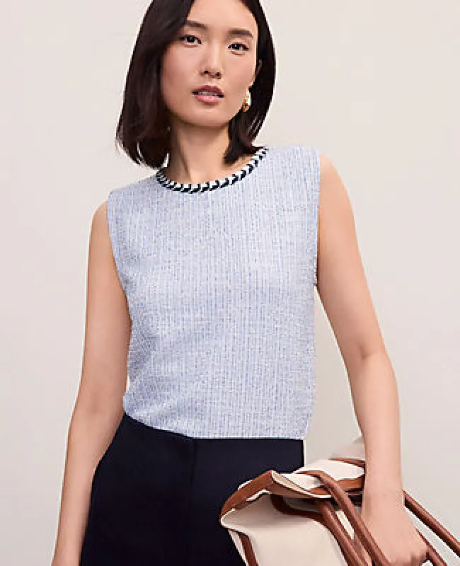 Ann Taylor Petite Braid Trim Tweed Top made by Ann Taylor